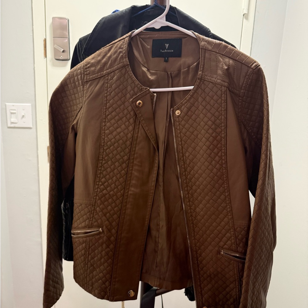 Van Huesen Tan Quilted Leather Jacket